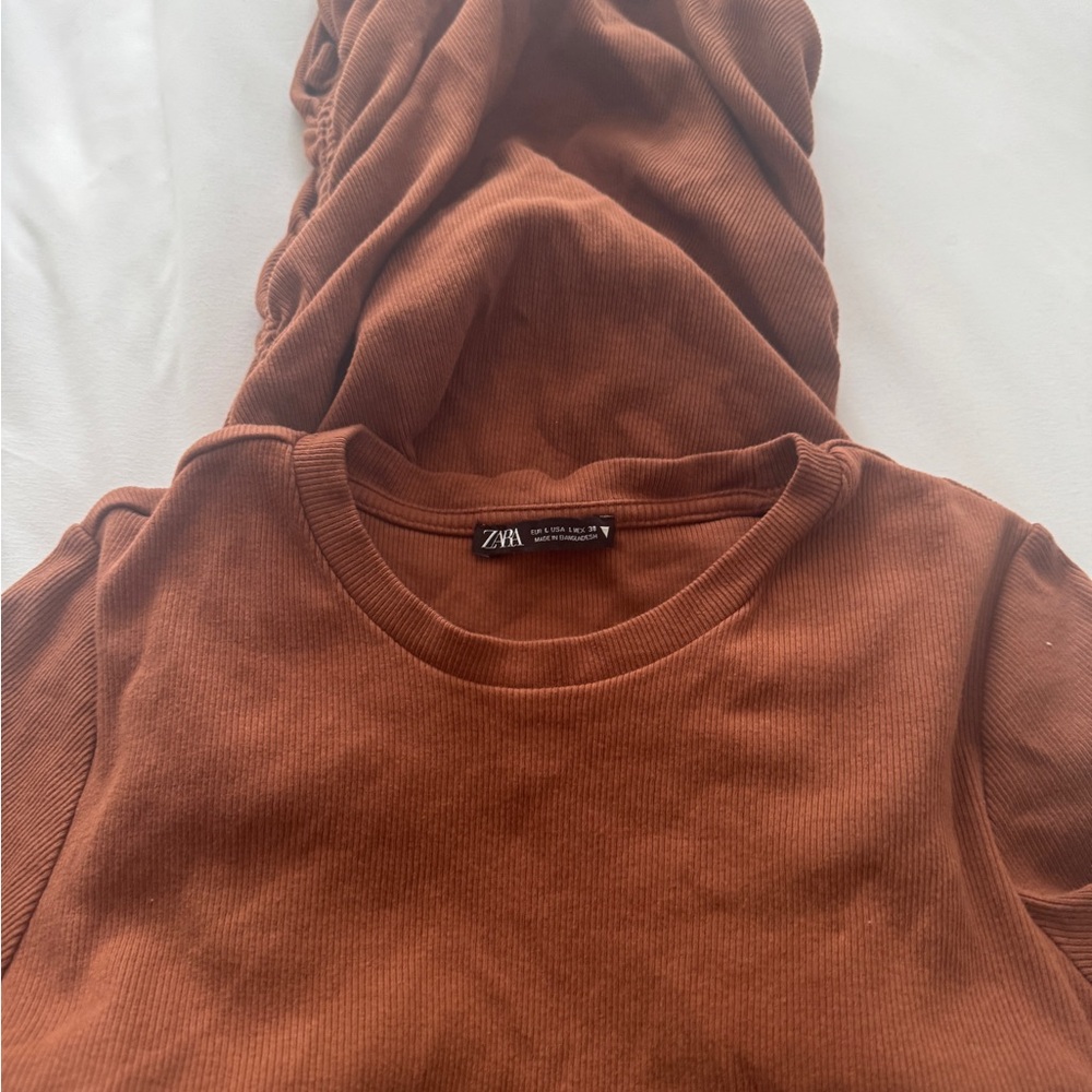 Zara Rust Ribbed Knit Dress